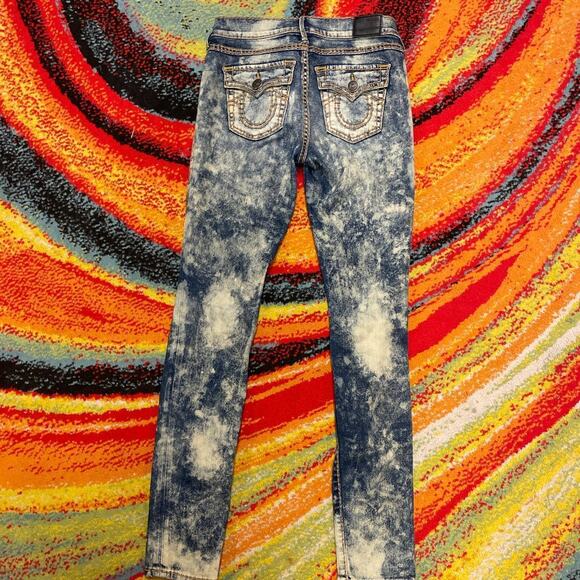 True Religion Halle Mid Rise Super Skinny Gold Tag Size 25 Acid Jeans - Picture 1 of 3